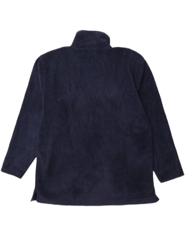 ASICS Mens Zip Neck Fleece Jumper Large Navy Blue Polyester