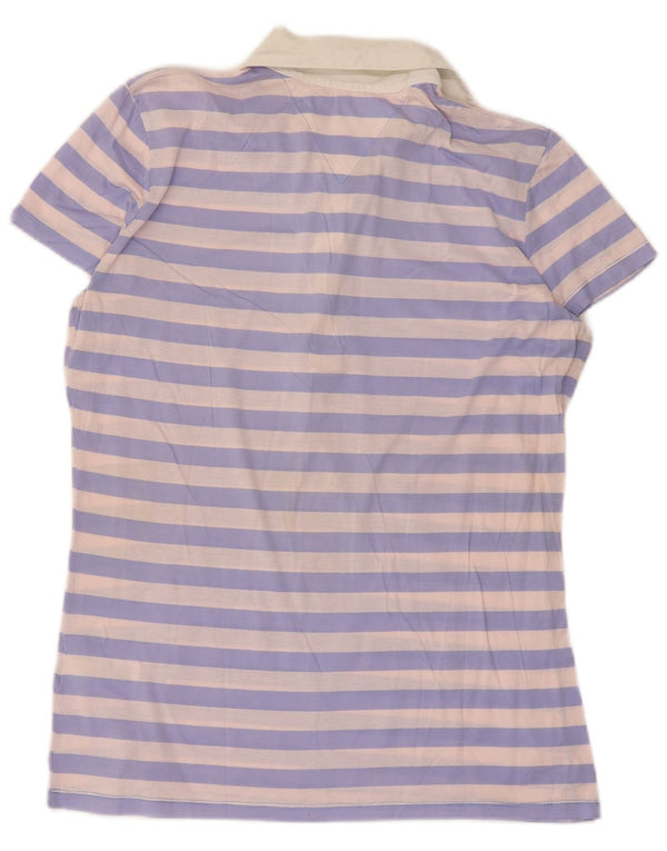 Polo da donna Tommy Hilfiger UK 12 cotone a righe viola medio
