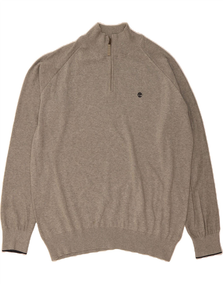TIMBERLAND Mens Regular Fit Zip Neck Jumper Sweater XL Grey Cotton Vintage Timberland and Second-Hand Timberland from Messina Hembry 