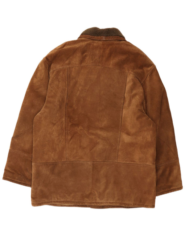 Giacca vintage in pelle scamosciata da uomo UK 44 2XL in pelle marrone