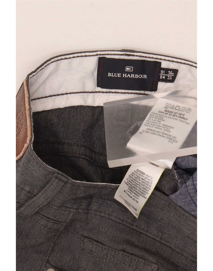 Pantaloni casual dritti Marks & Spencer da uomo blu Harbour W36 L33 grigi