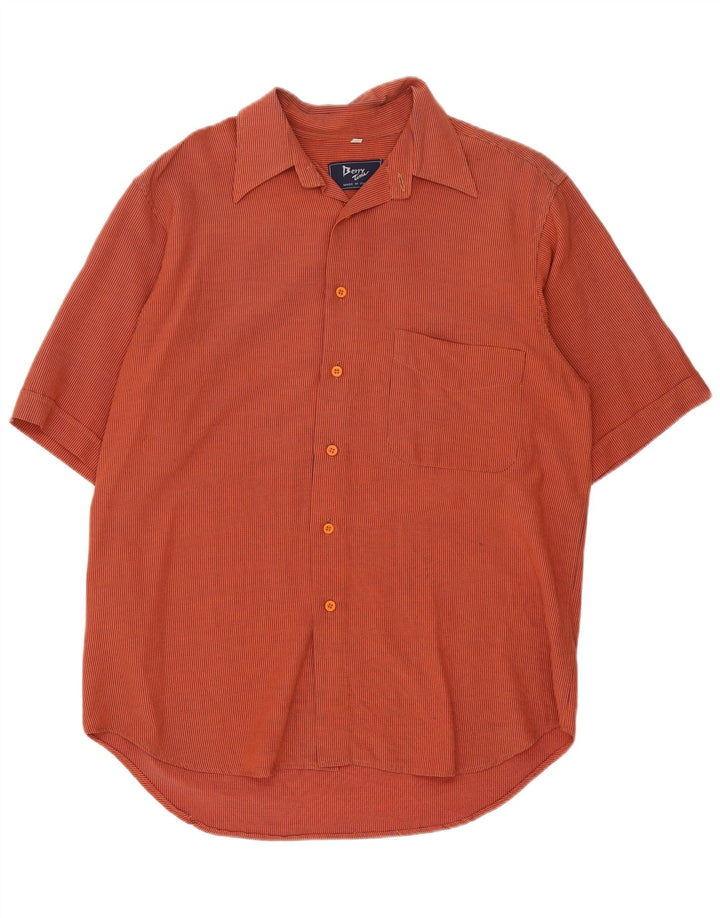 Camicia vintage da uomo a maniche corte a quadretti arancione medio