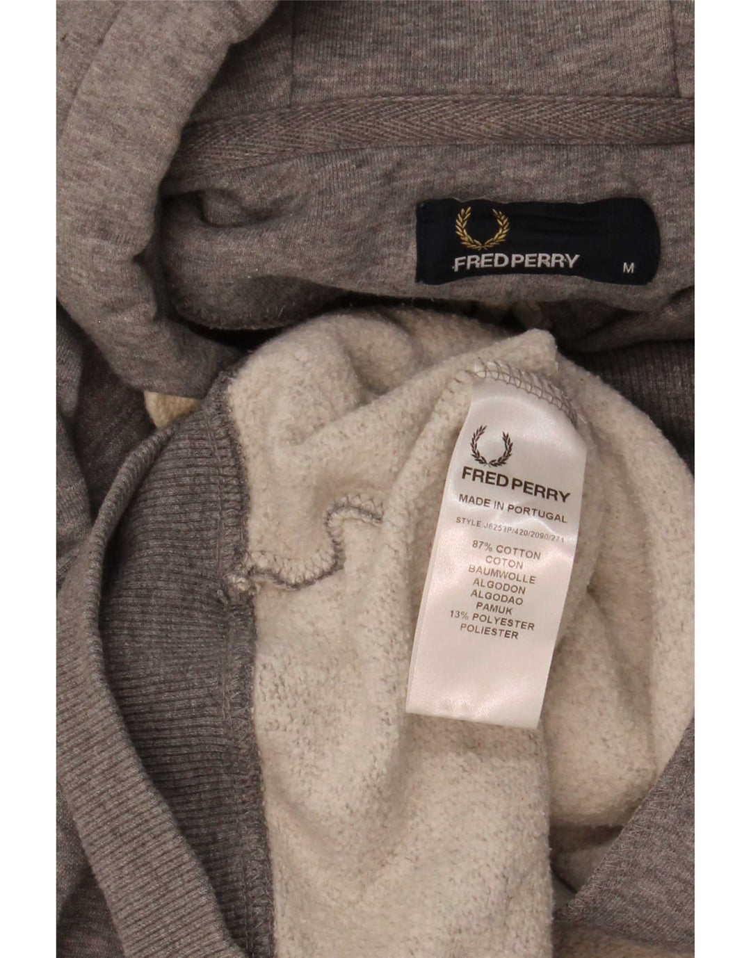 Maglione con cappuccio e zip da uomo Fred Perry in cotone grigio medio