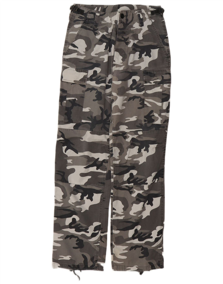 Pantaloni cargo dritti da uomo vintage W30 L30 mimetici grigi