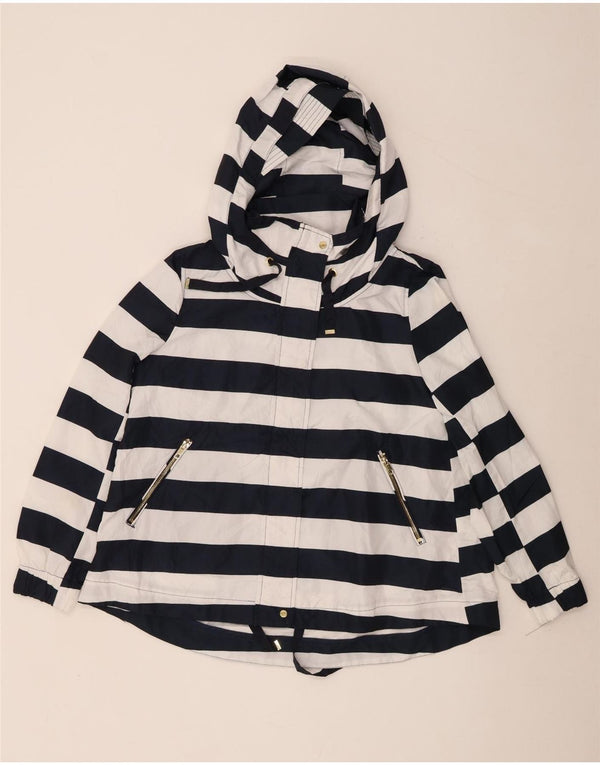 Giacca a vento con cappuccio da donna Zara UK 16 grande a righe blu navy