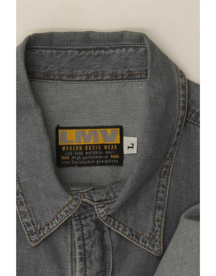 Camicia di jeans vintage da uomo grande blu