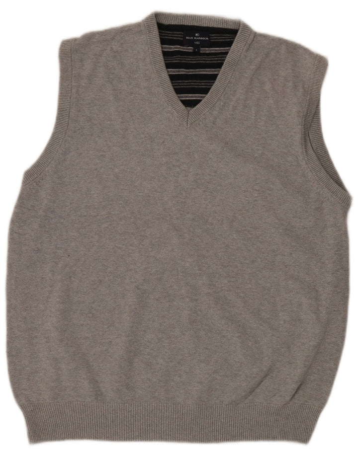Canotta da uomo Marks & Spencer blu Harbour Vest grande grigia