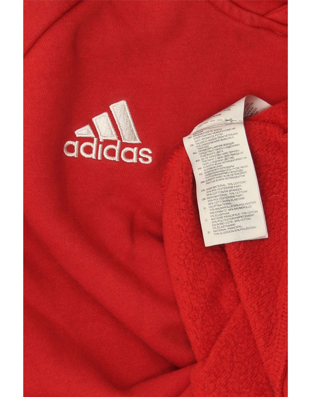 Maglione con cappuccio da uomo ADIDAS piccolo in cotone rosso