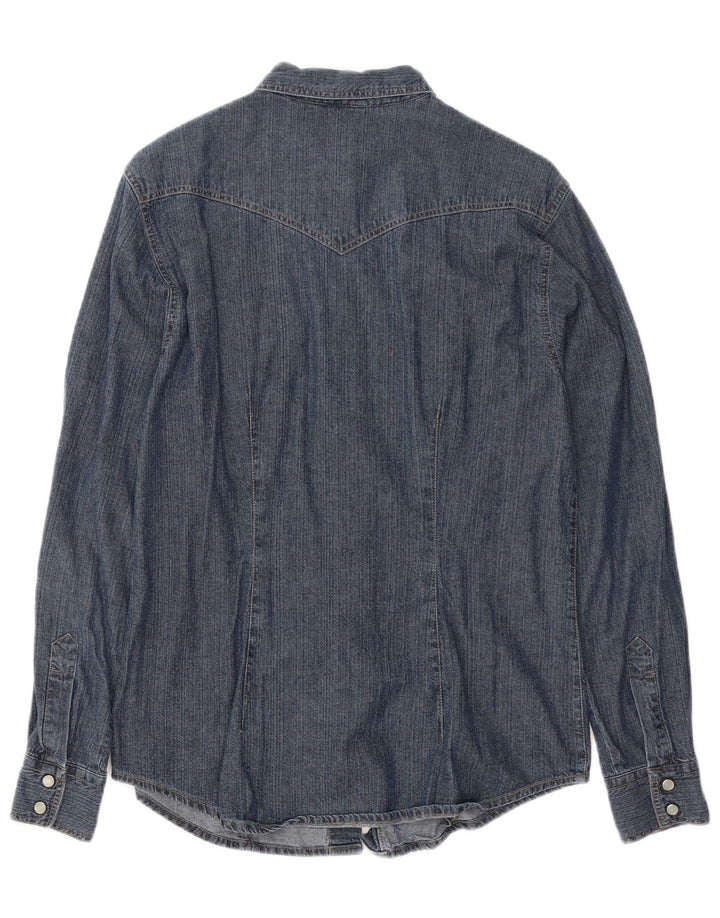 Camicia di jeans da donna BENETTON UK 14 cotone blu navy medio