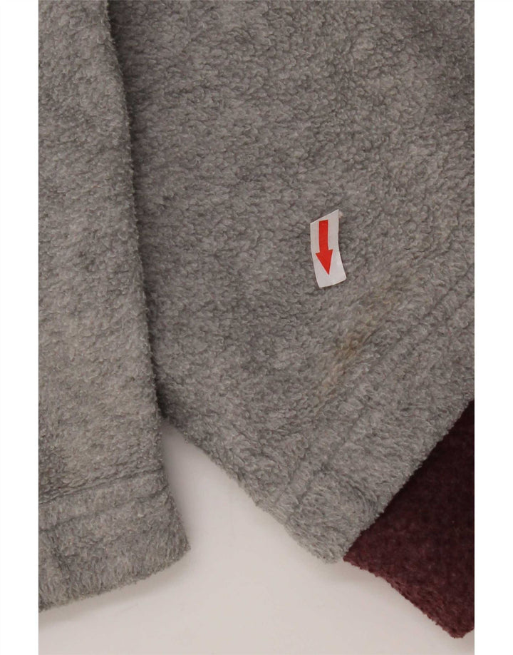 Maglione basic in pile da uomo con zip e collo, grande, in poliestere geometrico grigio
