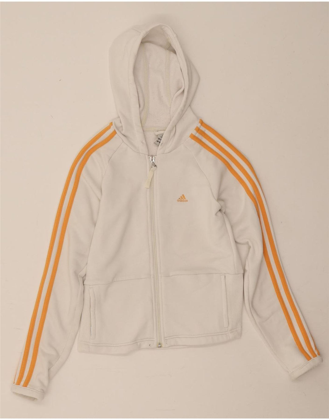 Felpa con cappuccio da donna Adidas UK 10 Small Poliestere bianco