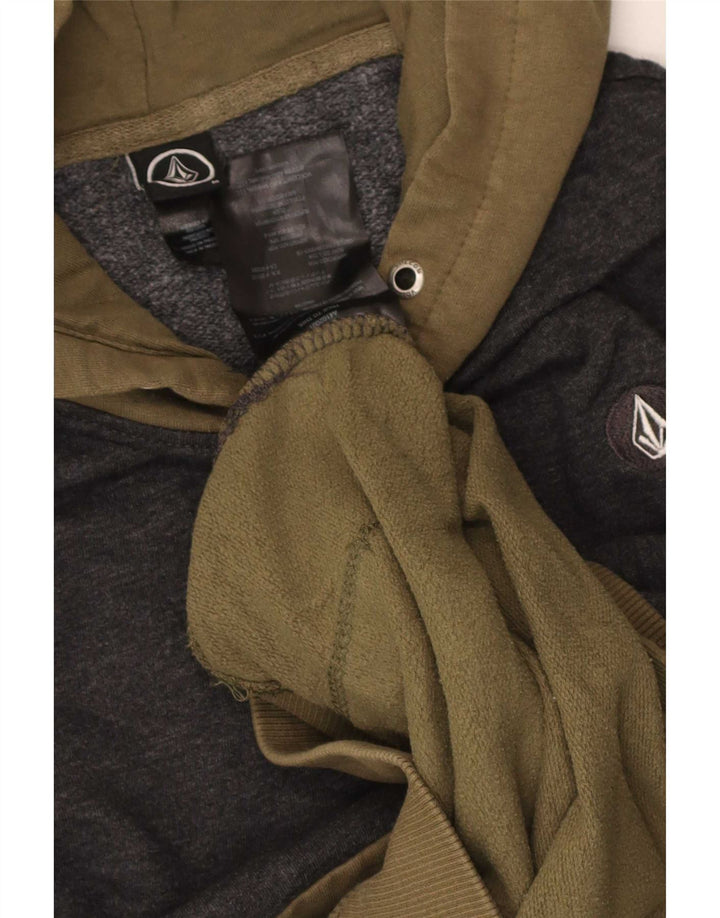 Felpa con cappuccio da uomo Volcom, cotone color block medio kaki