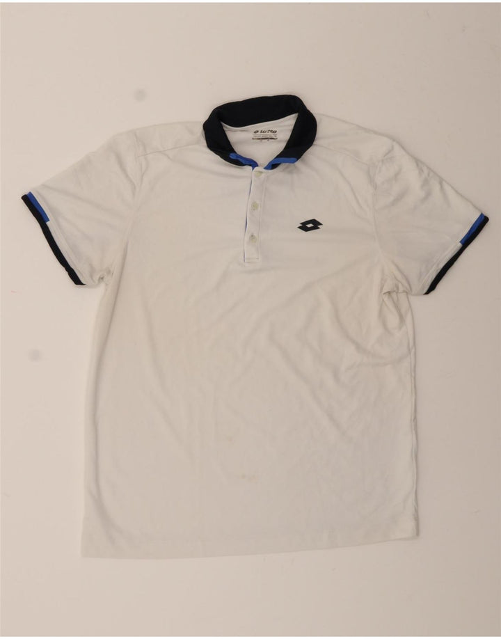 LOTTO Mens Polo Shirt 2XL White Polyester Vintage Lotto and Second-Hand Lotto from Messina Hembry 