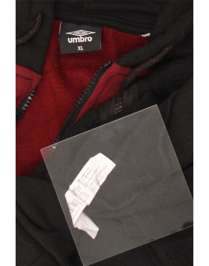 Felpa con cappuccio e zip Umbro da uomo XL in poliestere color block nero