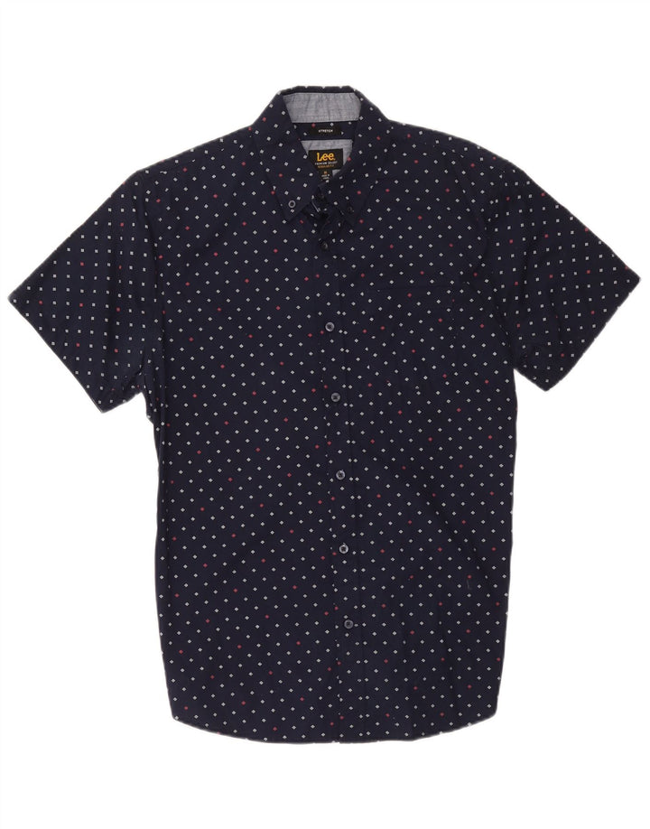 Camicia Lee da uomo a maniche corte vestibilità regolare in cotone geometrico blu navy medio