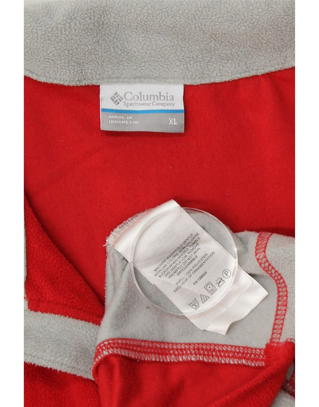 Maglione in pile da uomo con zip e collo COLUMBIA XL rosso in poliestere color block