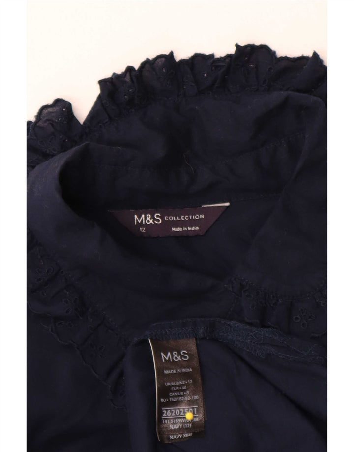 Camicetta da donna Marks & Spencer UK 12 cotone blu navy medio
