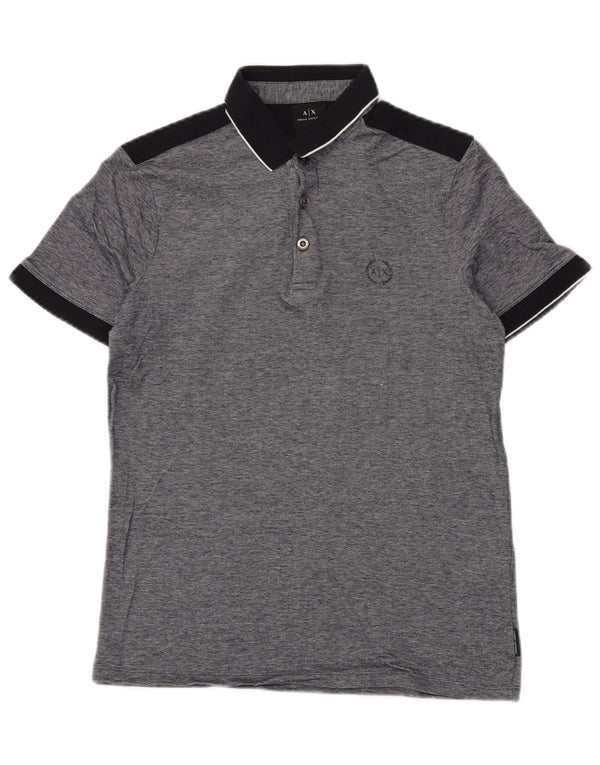 Polo da uomo ARMANI EXCHANGE piccola in cotone color block grigio