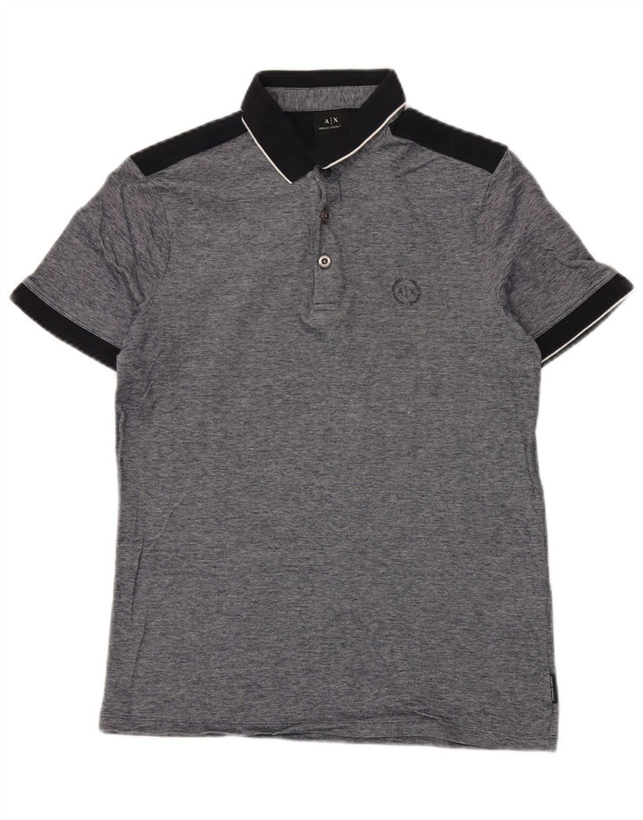 Polo da uomo ARMANI EXCHANGE piccola in cotone color block grigio
