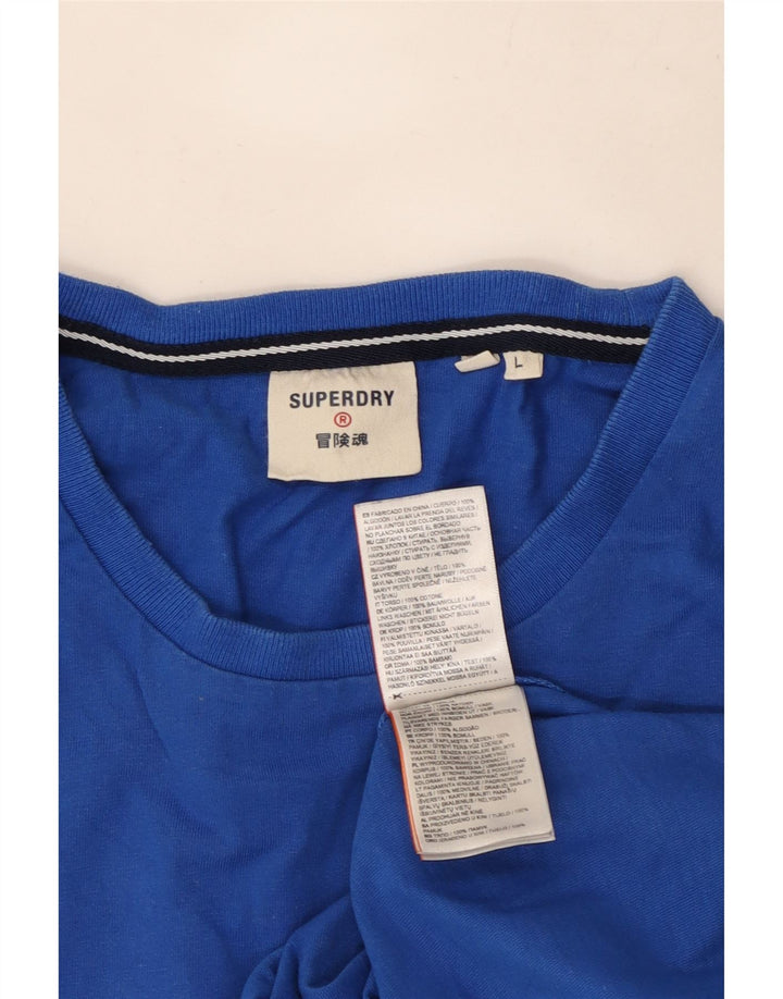 T-shirt grafica da uomo Superdry Top grande in cotone blu