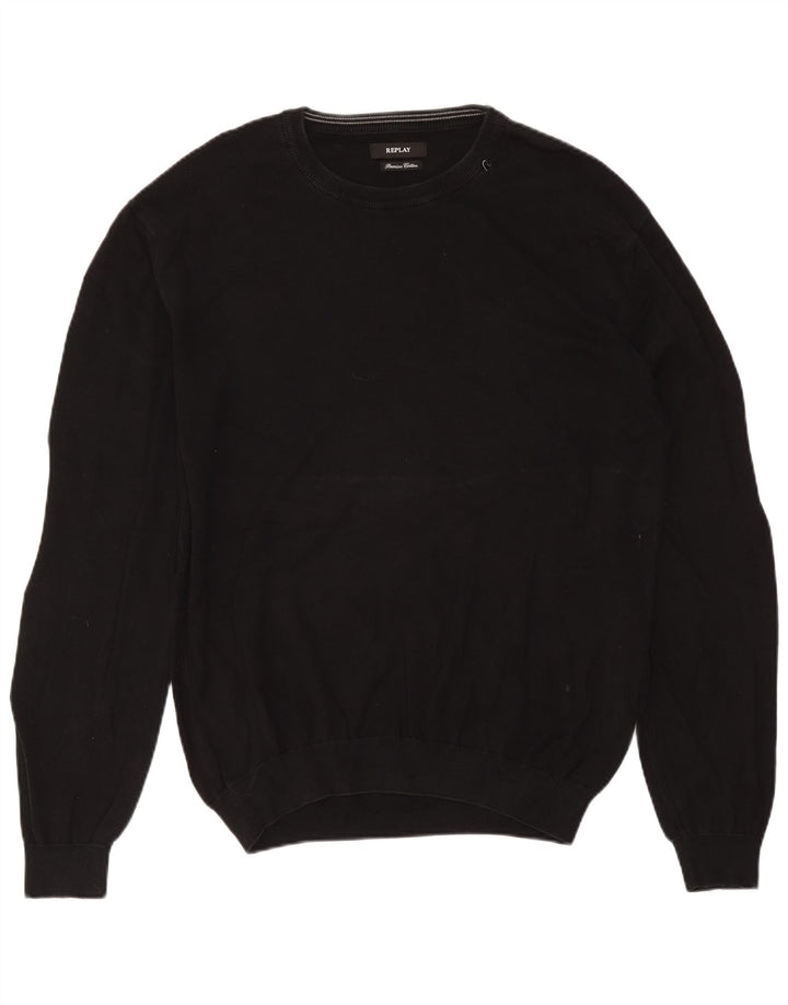 Maglione maglione girocollo da uomo Replay 2XL cotone nero