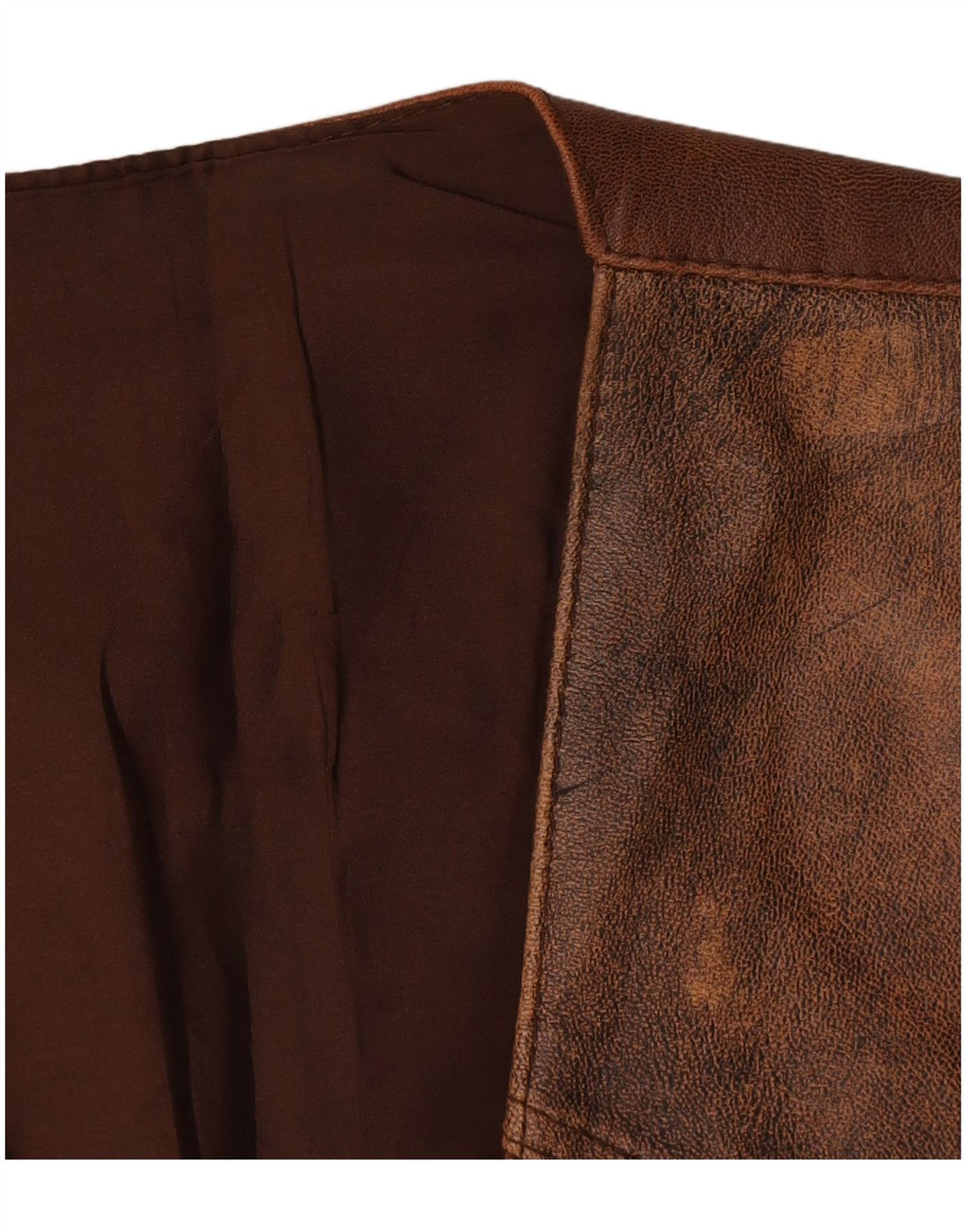 Gilet in pelle vintage da uomo color block marrone medio