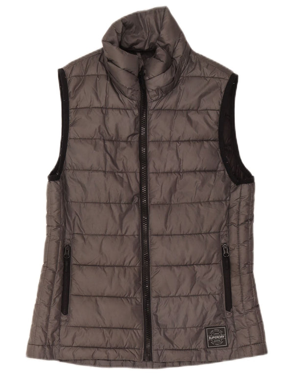 Gilet imbottito da donna Superdry UK 10 piccolo poliestere grigio
