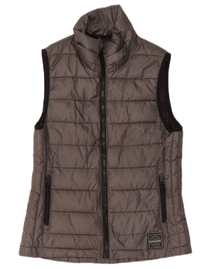 Gilet imbottito da donna Superdry UK 10 piccolo poliestere grigio