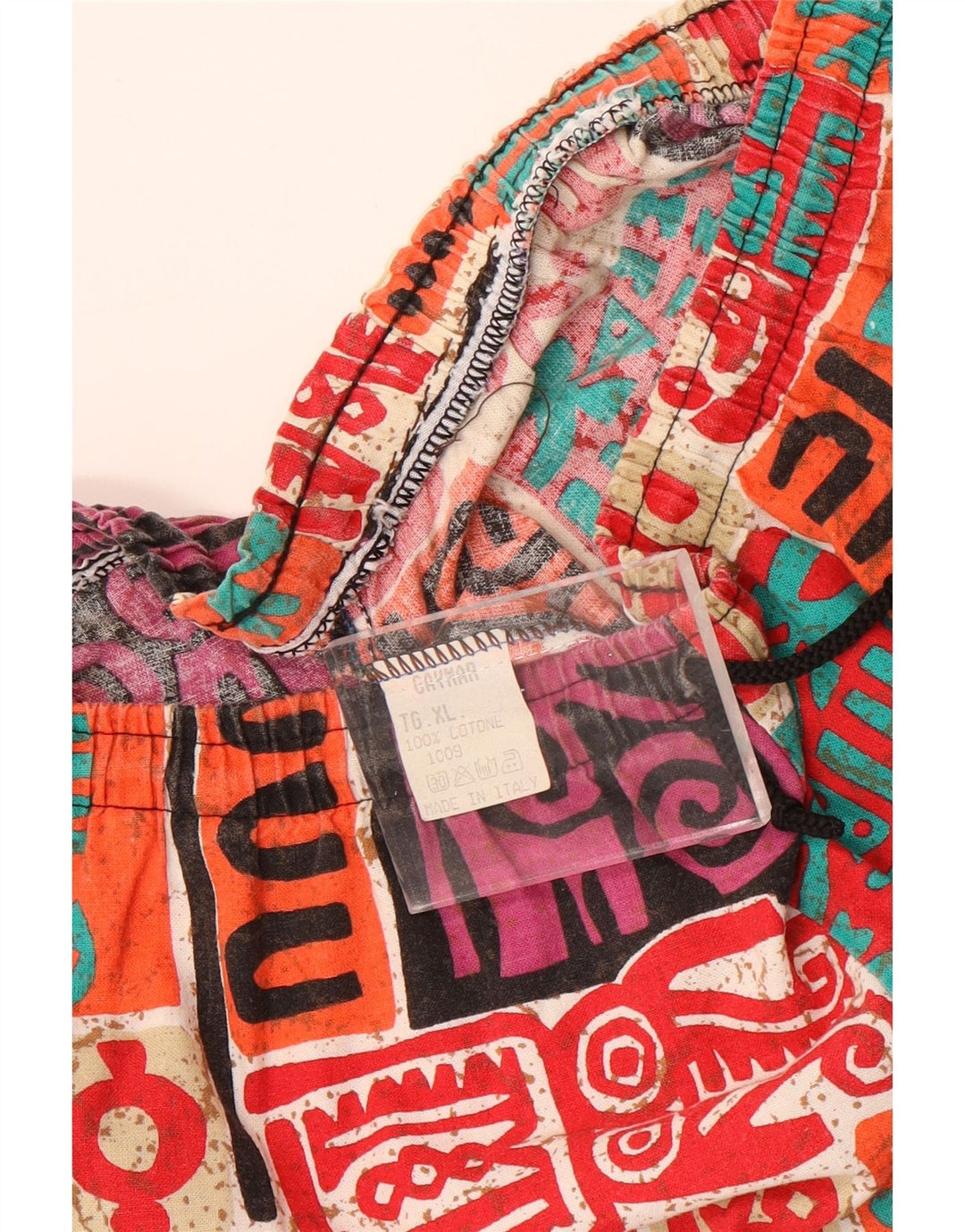 Pantaloncini vintage da uomo XL W38 in cotone patchwork multicolore