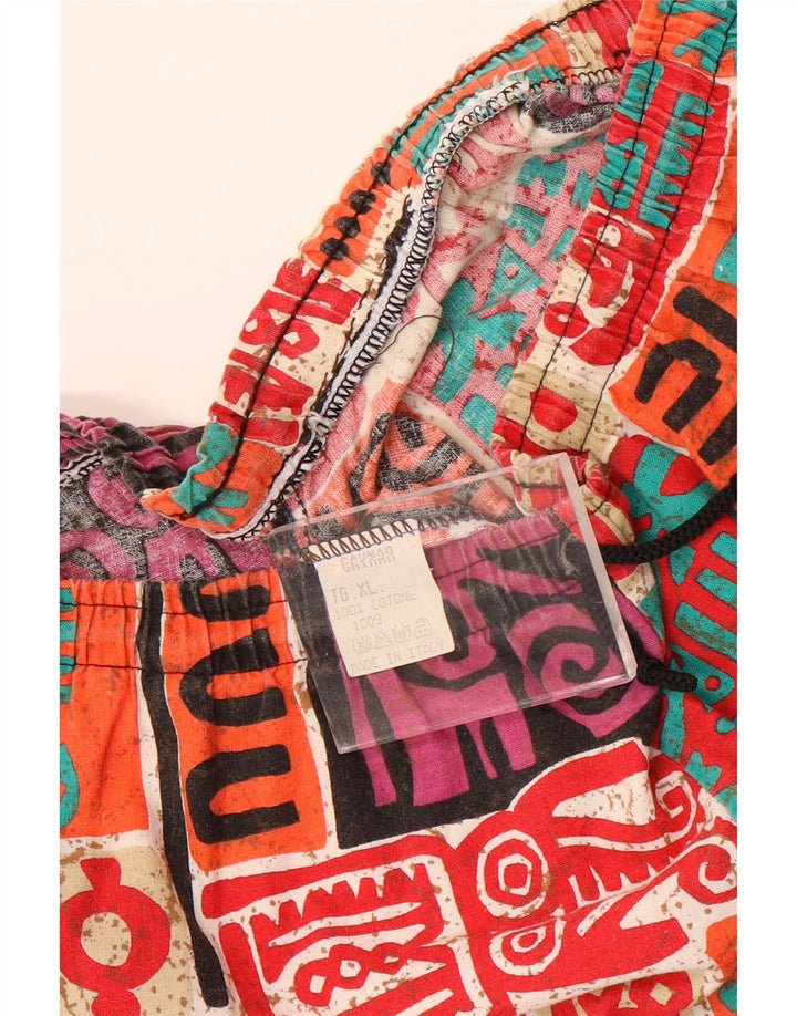 Pantaloncini vintage da uomo XL W38 in cotone patchwork multicolore