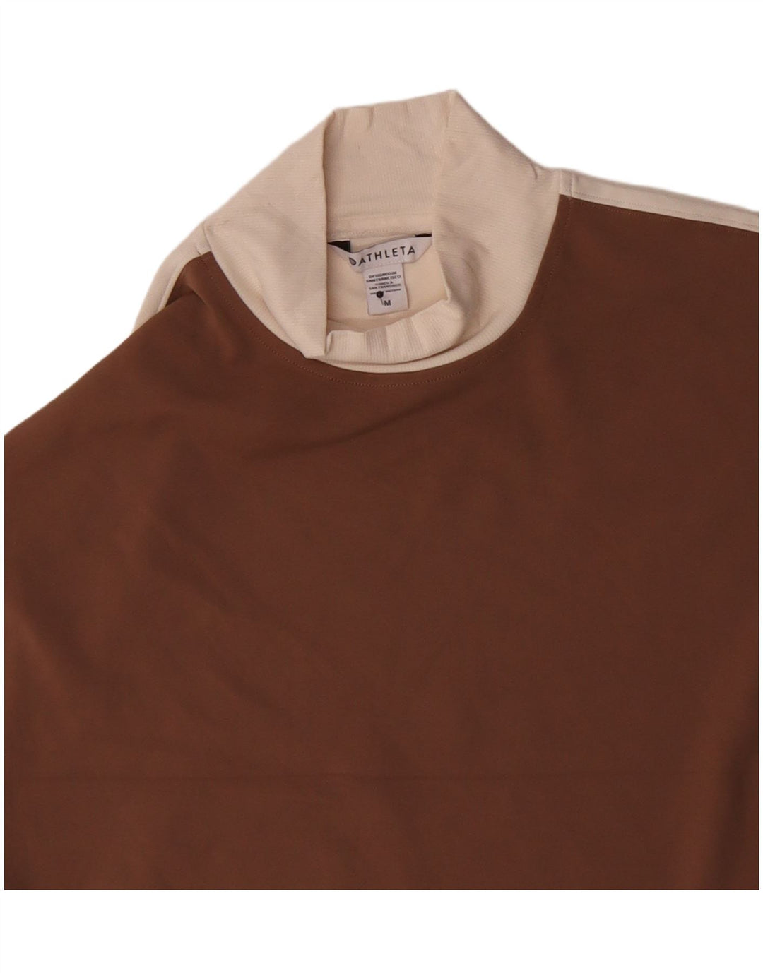 Top corto da donna Athleta a maniche lunghe UK 14 Nylon color block marrone medio