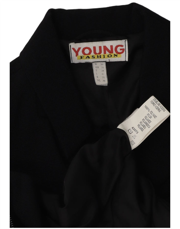 Giacca blazer da donna vintage UK 10 piccola in poliammide blu navy