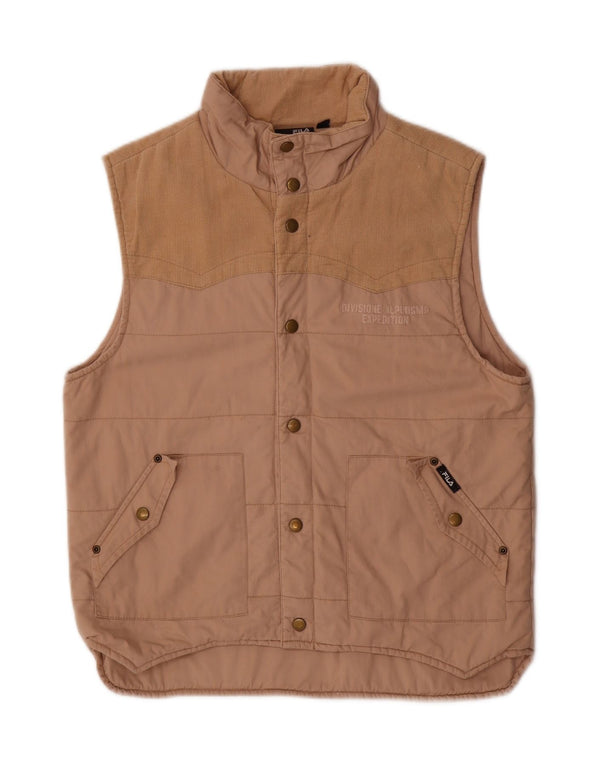 Fila Mens Padded Gilet UK 38 Medium Beige Cotton