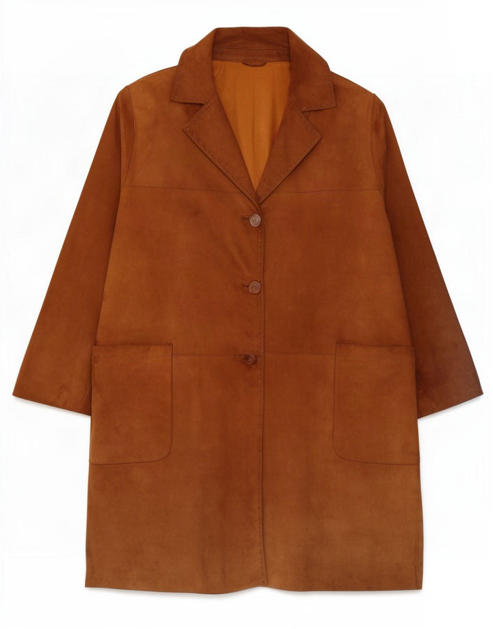 Soprabito vintage da donna in pelle scamosciata IT 50 XL Beige