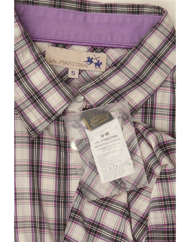 Camicia da donna La Martina taglia 5 grande cotone a quadri viola