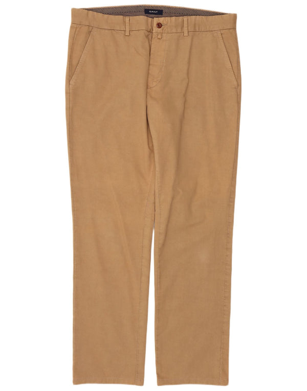 Pantaloni chino dritti a vita bassa da uomo Gant vestibilità stretta W36 L32 in cotone beige