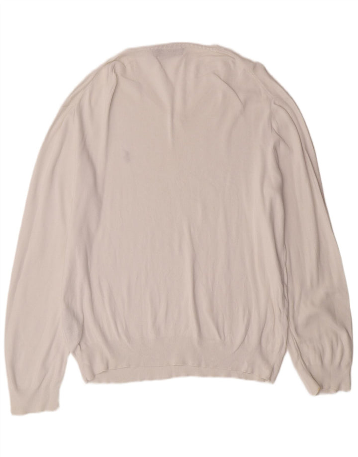 POLO RALPH LAUREN Maglione da uomo con scollo a V XL in cotone bianco