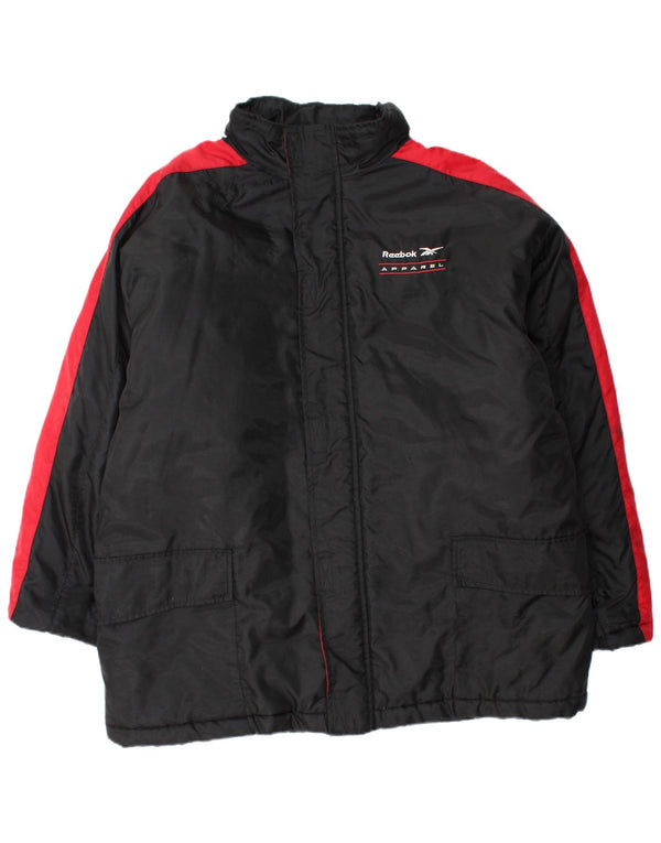 Giacca imbottita con cappuccio grafico da uomo Reebok UK 44 2XL Nylon color block nero