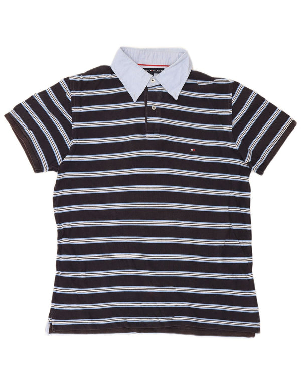 Polo da rugby da uomo slim fit Tommy Hilfiger XL in cotone a righe nere