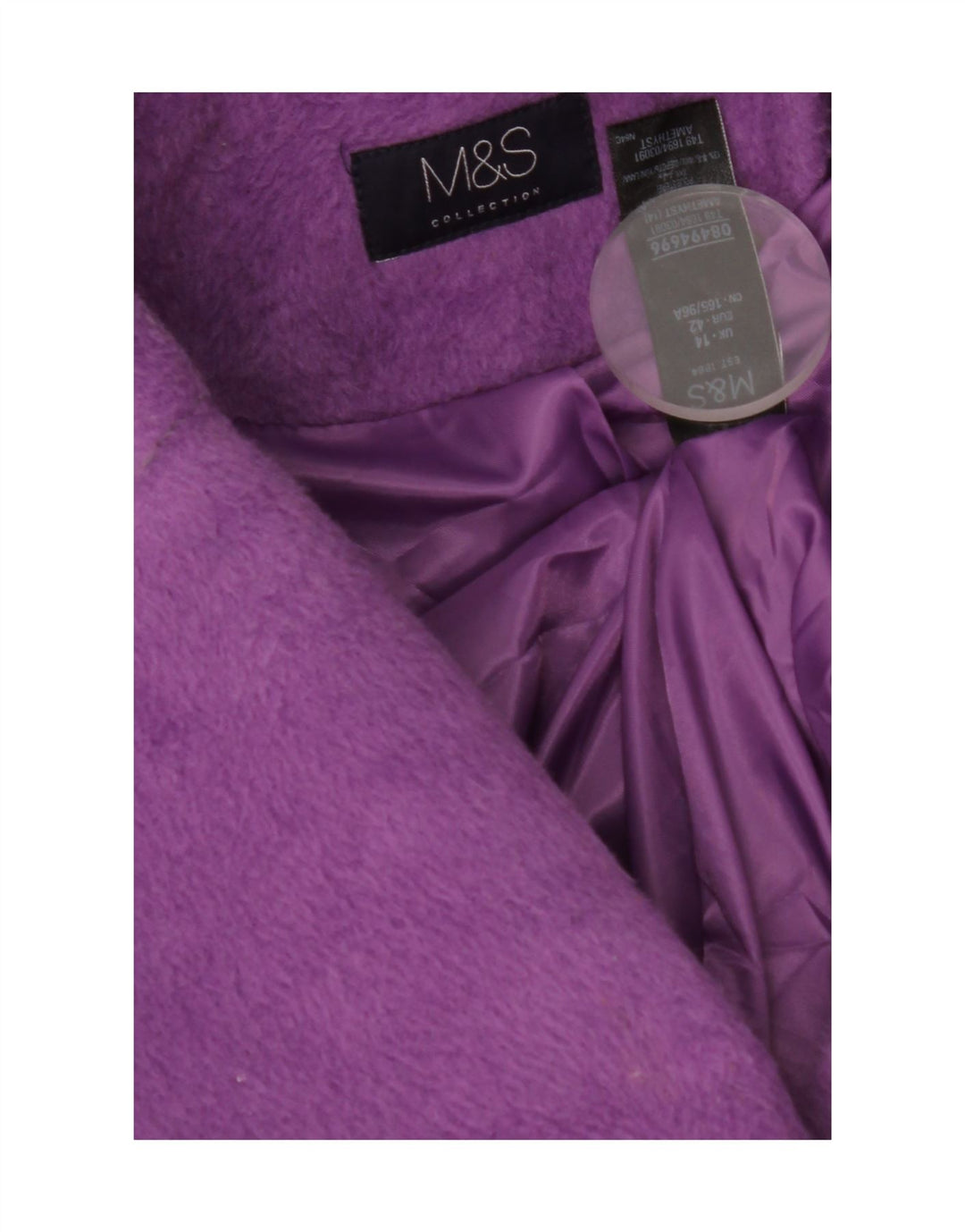 Cappotto da donna Marks & Spencer UK 14 grande poliestere viola