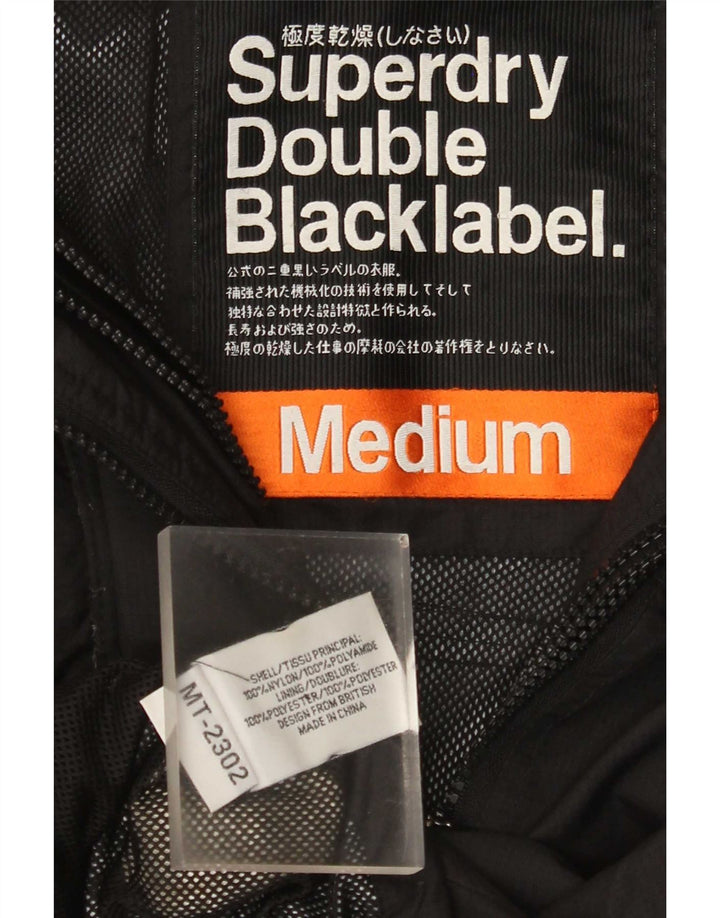 Giacca antipioggia da donna Superdry UK 12 nylon nero medio