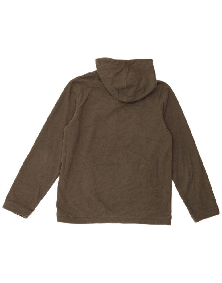 Maglione con cappuccio e zip in pile da uomo con cappuccio, poliestere medio kaki