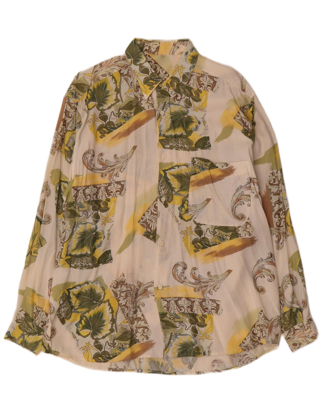 Camicia da uomo vintage grande floreale bianco