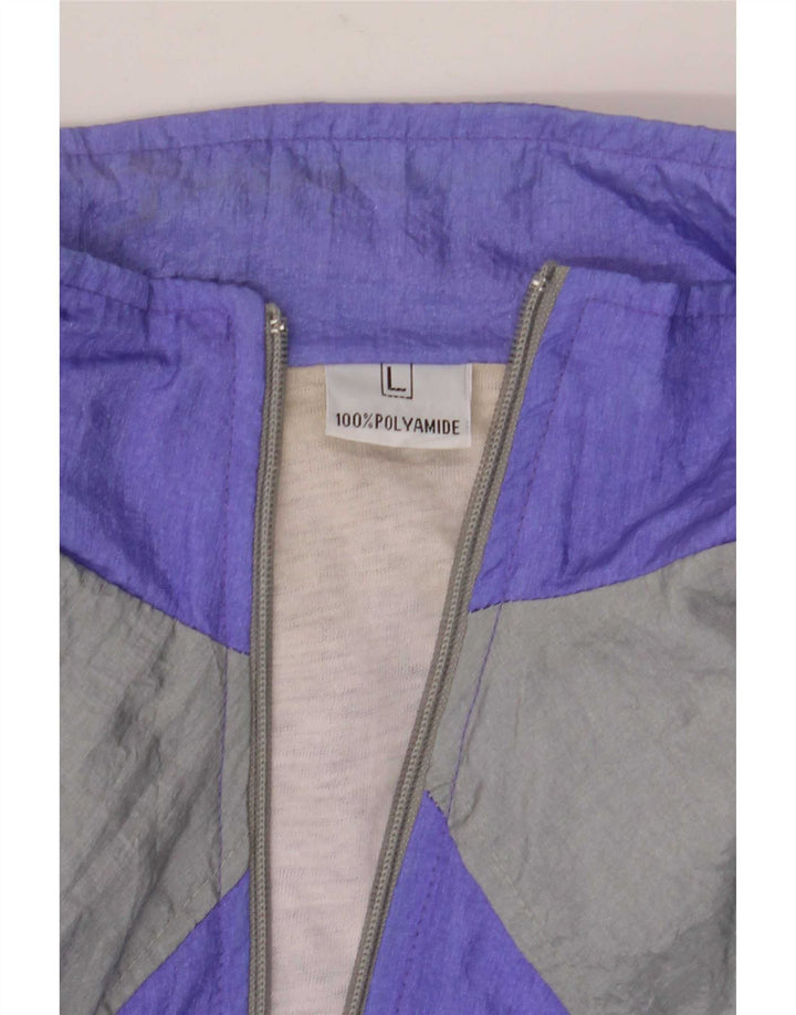 Tuta intera vintage da uomo grande viola color block in poliammide