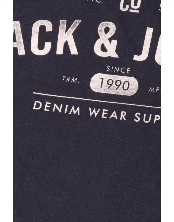 T-shirt grafica da uomo Jack & Jones Top in cotone blu navy medio