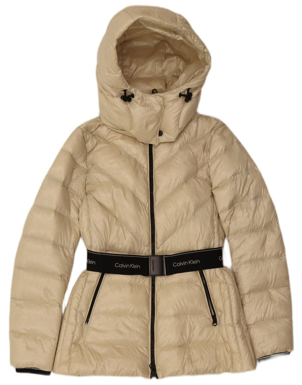 Giacca imbottita grafica da donna Calvin Klein UK 10 Small Off White Colourblock