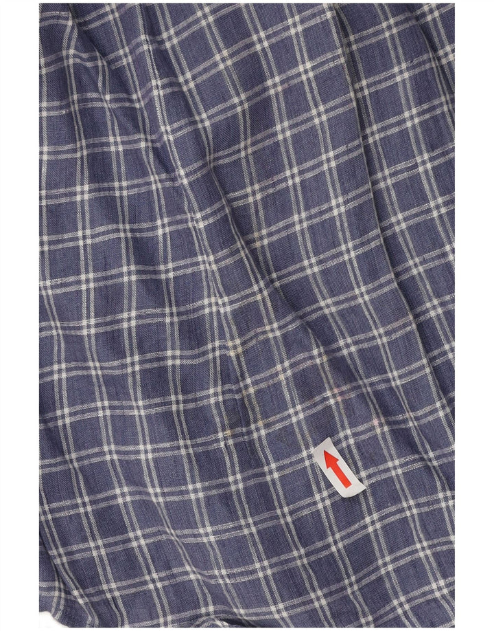Camicia da uomo Massimo Dutti in lino a quadri blu medio