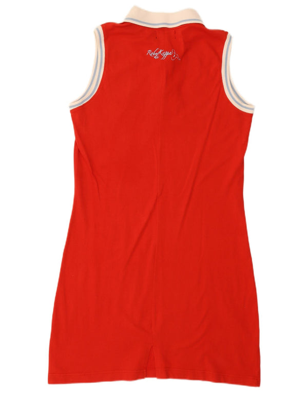 Abito polo senza maniche da donna Kappa UK 18 XL rosso in cotone color block