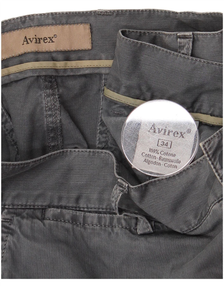 Pantaloni chino dritti da uomo AVIREX W34 L30 cotone gessato grigio