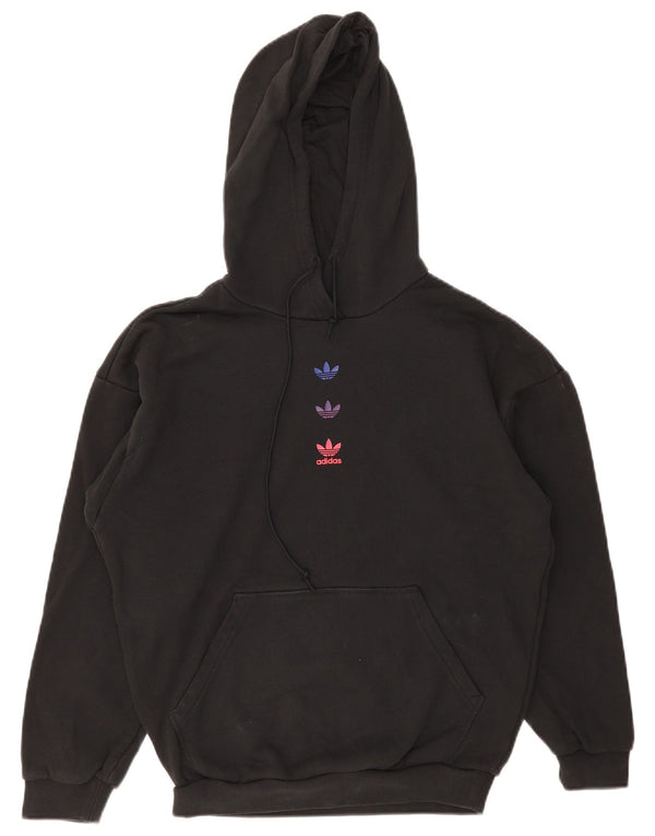 Felpa con cappuccio oversize grafica da donna Adidas UK 6 XS cotone nero